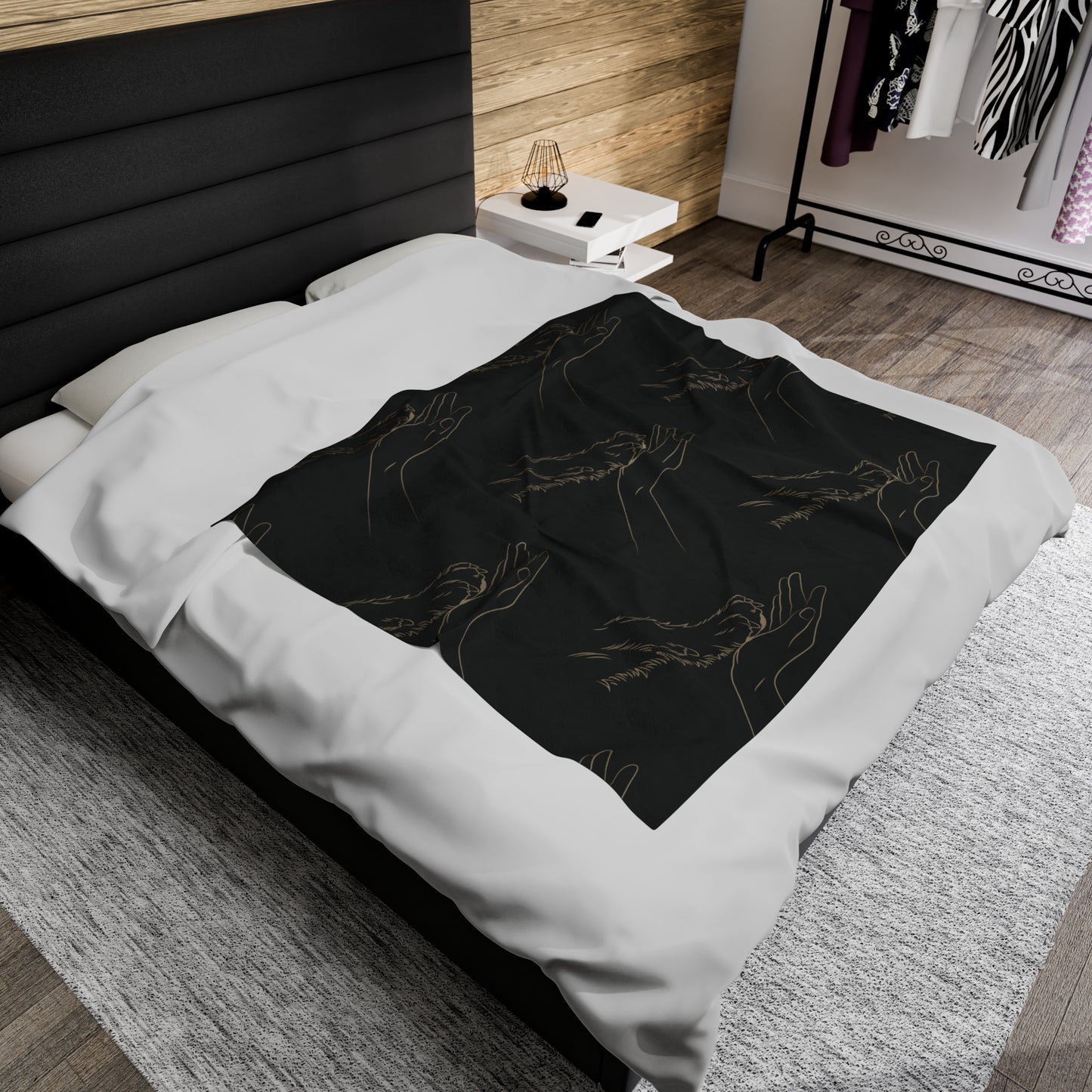 Paw & Hand Velveteen Plush Blanket