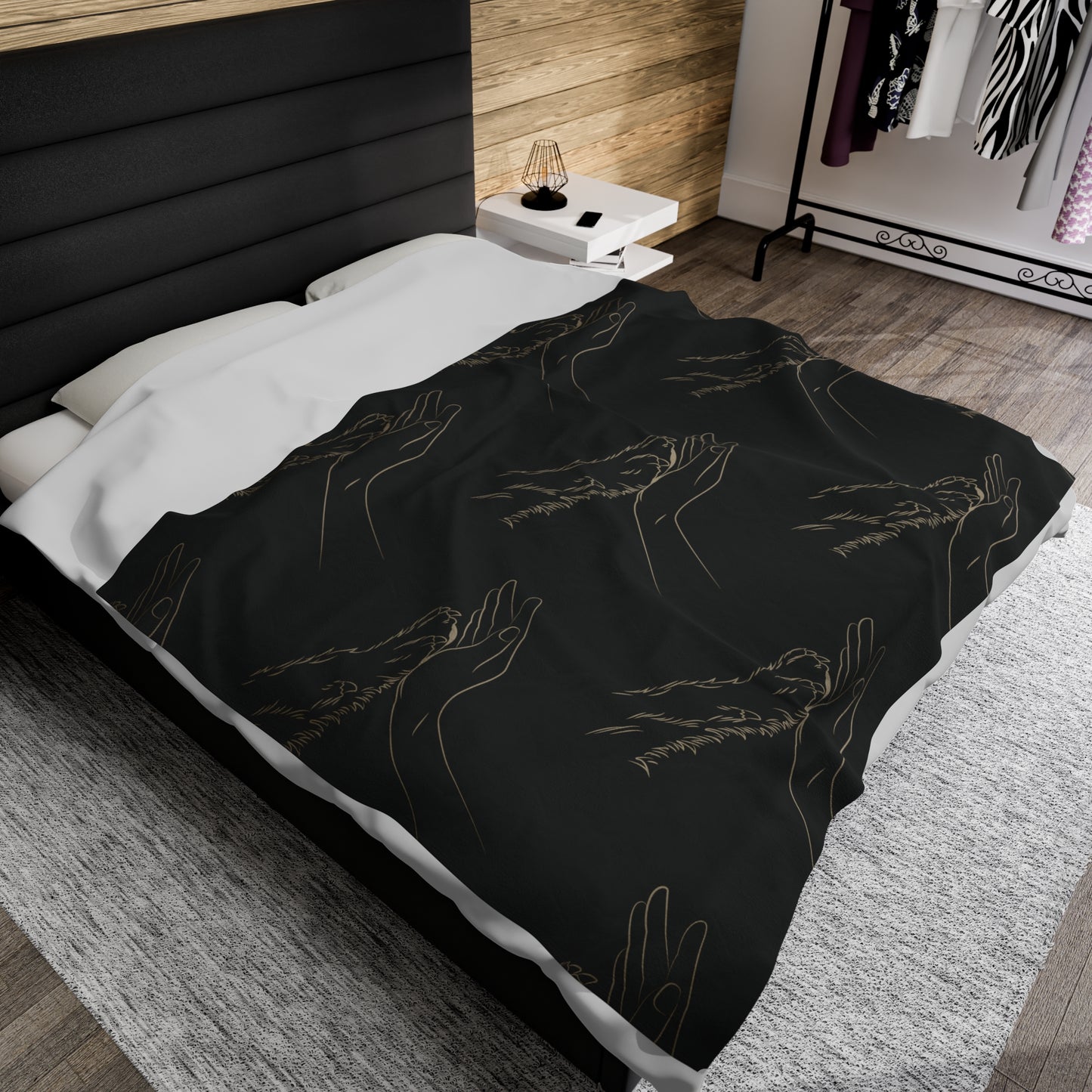 Paw & Hand Velveteen Plush Blanket