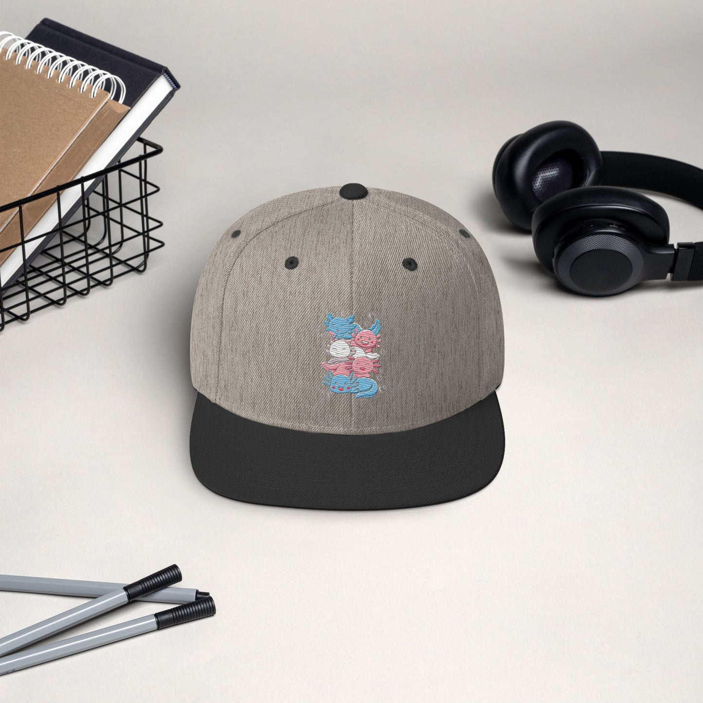 Kawaii Axolotl Transgender Pride Flag Snapback Hat