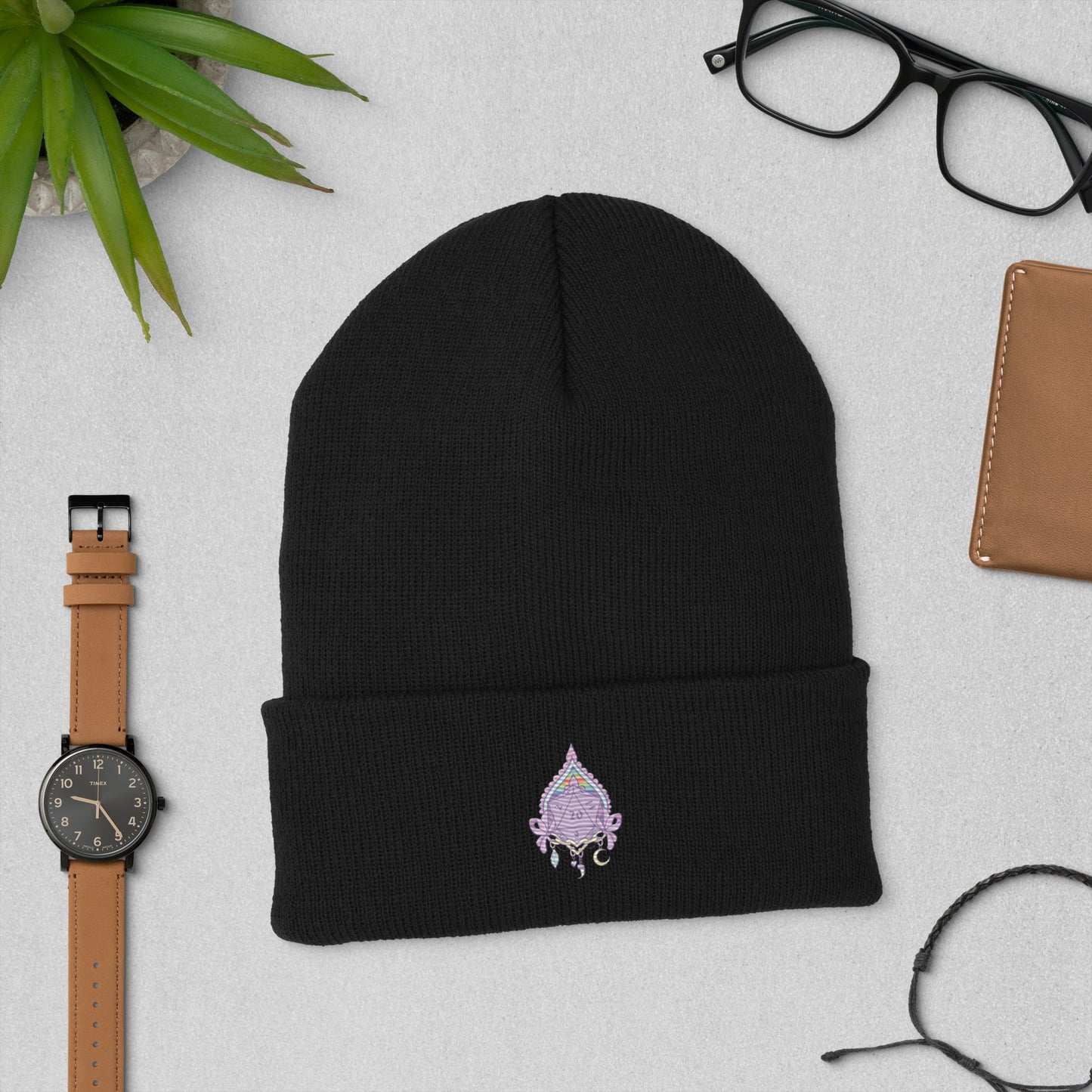 Whimsical D20 Cuffed Beanie
