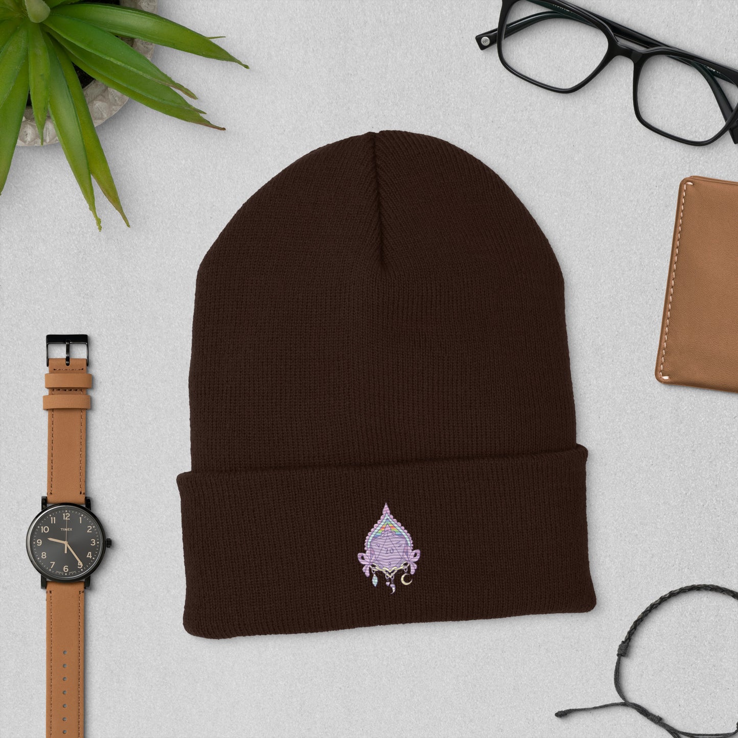 Whimsical D20 Cuffed Beanie