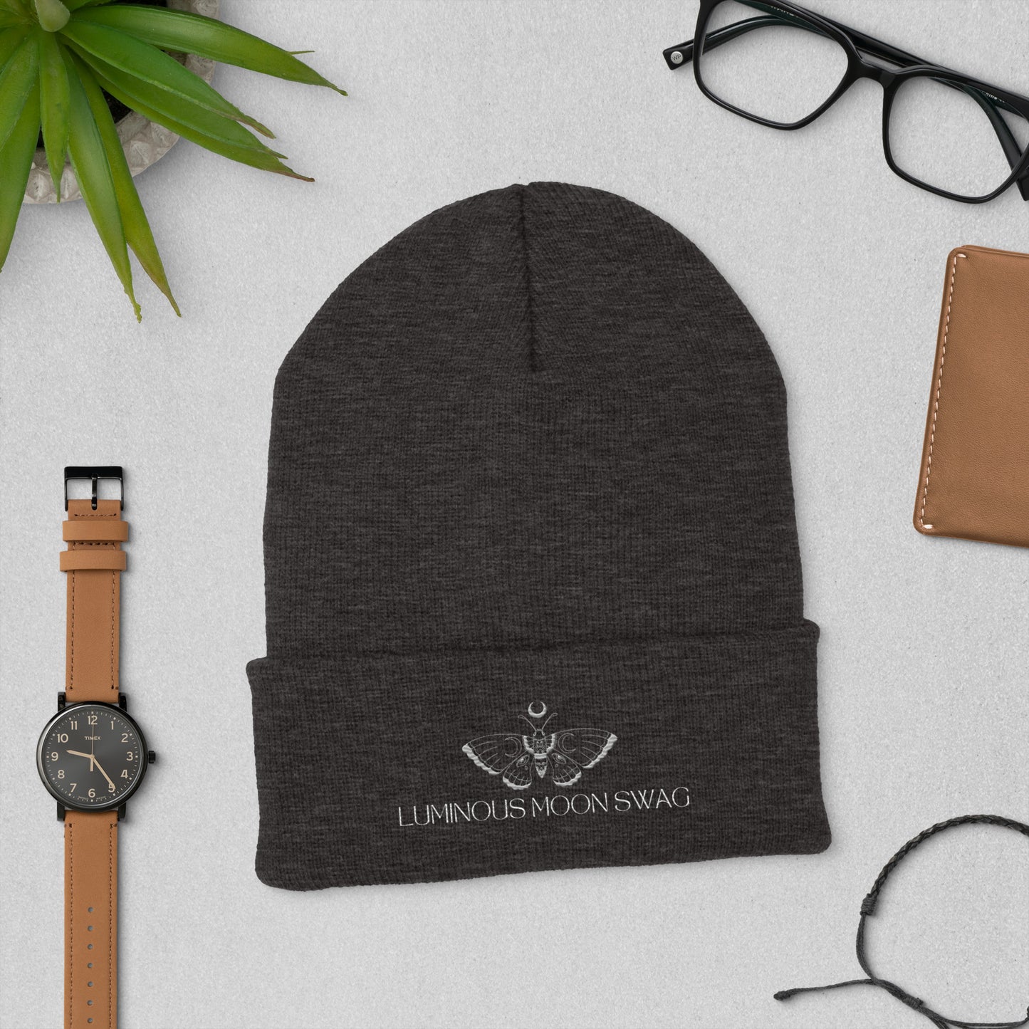 Luminous Moon Swag Cuffed Beanie Hat