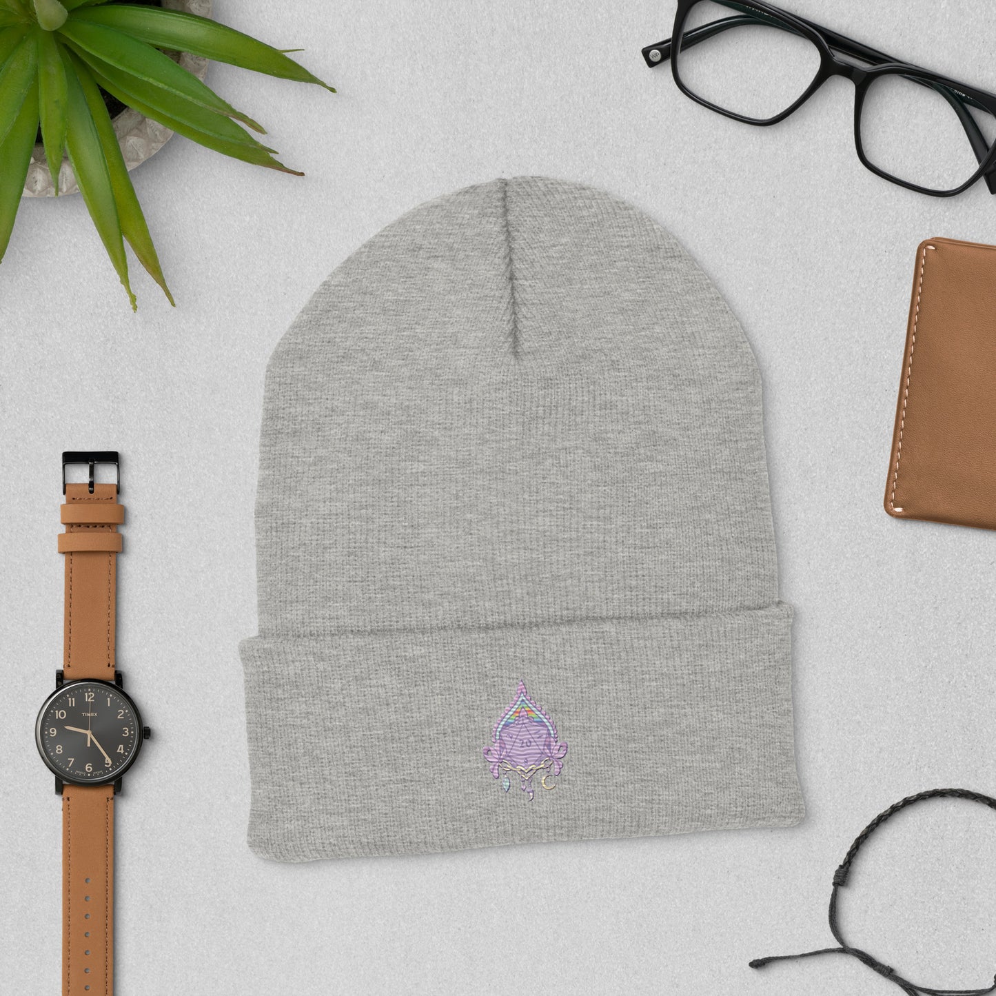 Whimsical D20 Cuffed Beanie