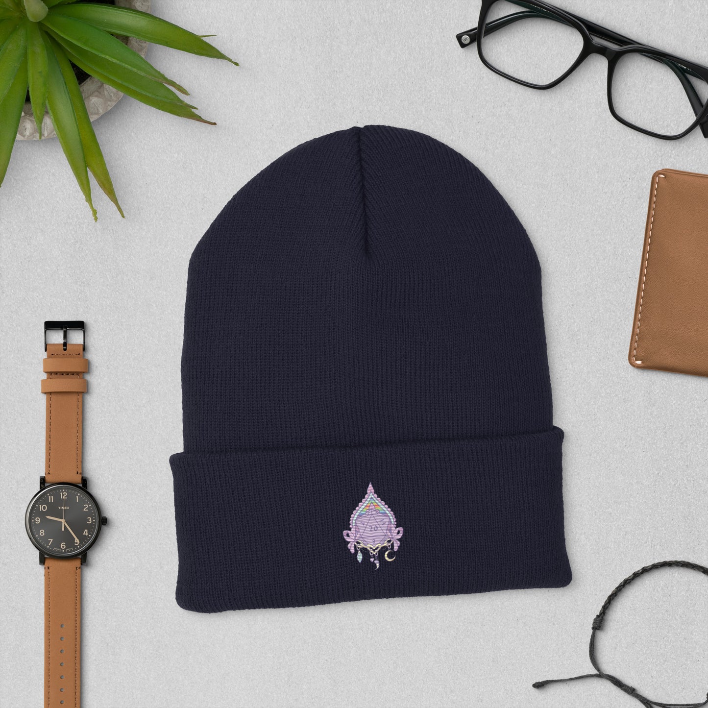 Whimsical D20 Cuffed Beanie