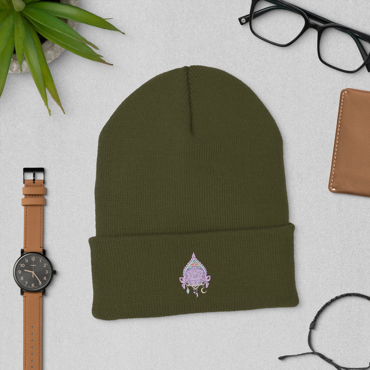 Whimsical D20 Cuffed Beanie