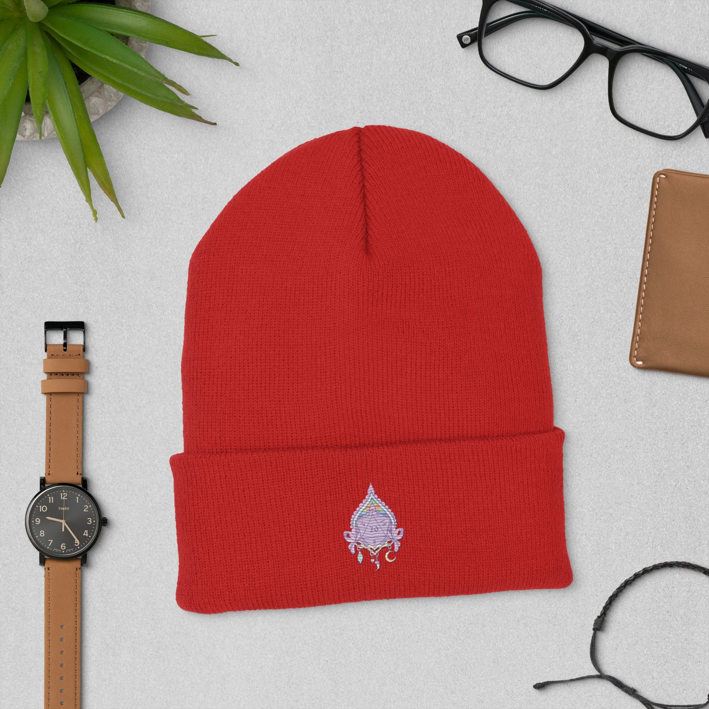 Whimsical D20 Cuffed Beanie