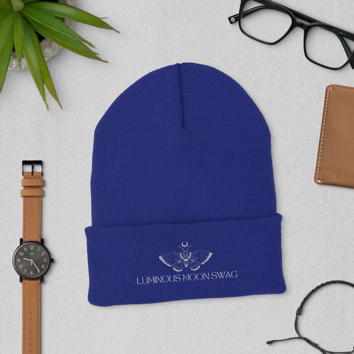 Luminous Moon Swag Cuffed Beanie Hat