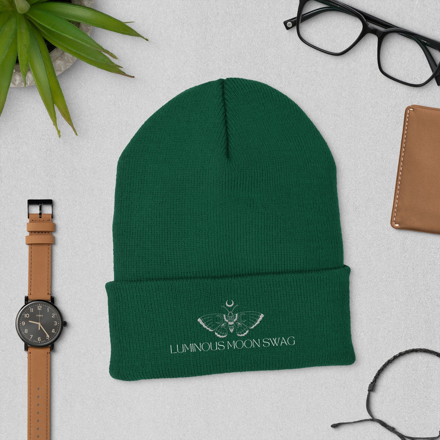 Luminous Moon Swag Cuffed Beanie Hat