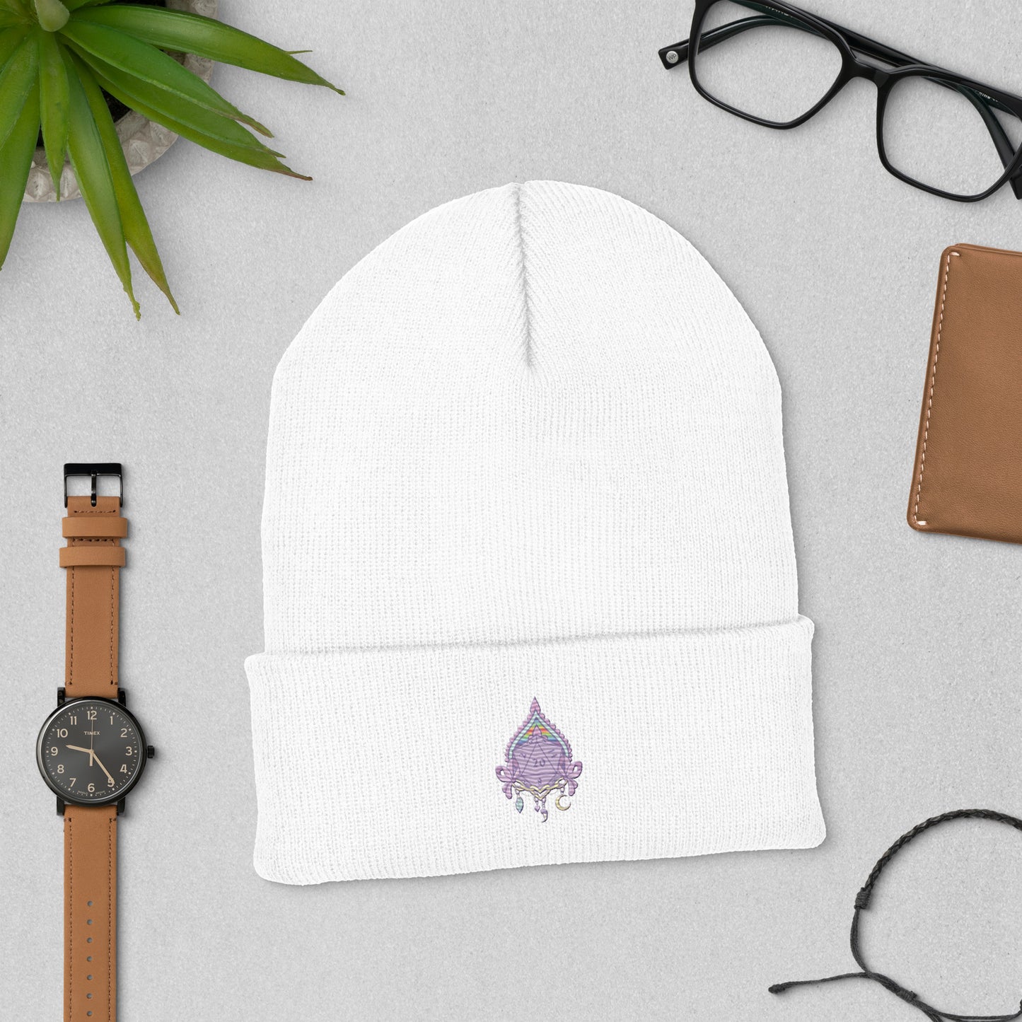 Whimsical D20 Cuffed Beanie