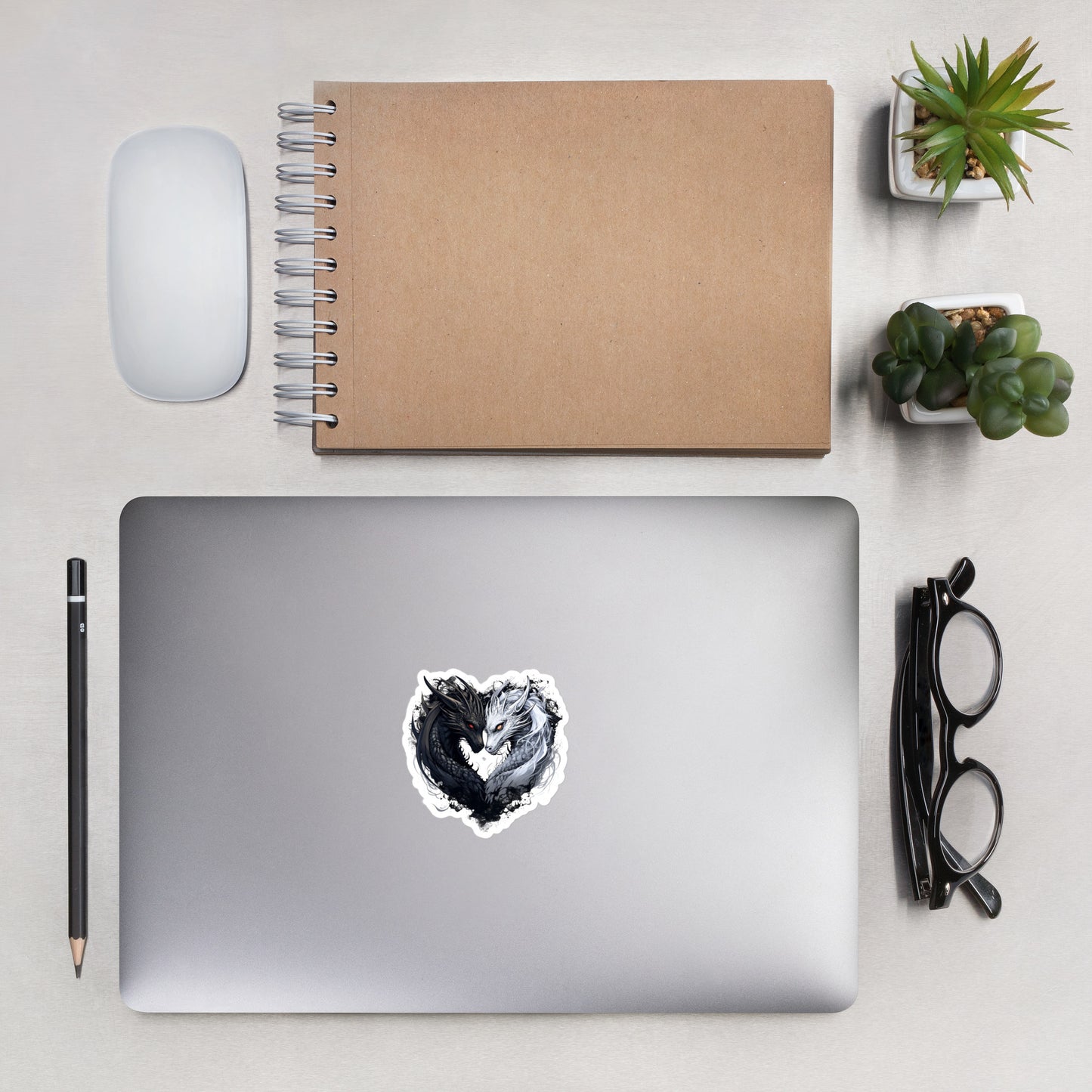 Black & White Dragon Heart Sticker