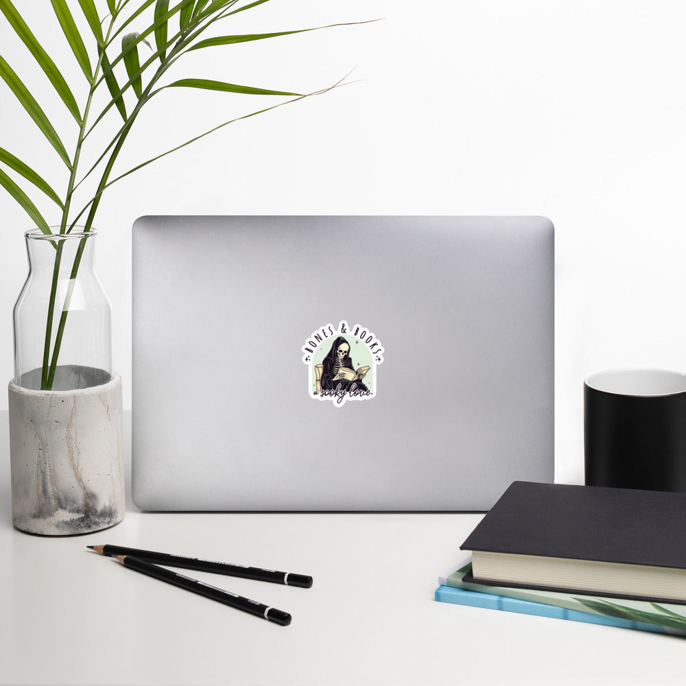 Bones and Books A Spooky Love Sticker