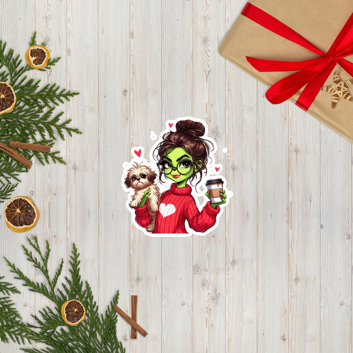 Grinc Woman & Dog Sticker