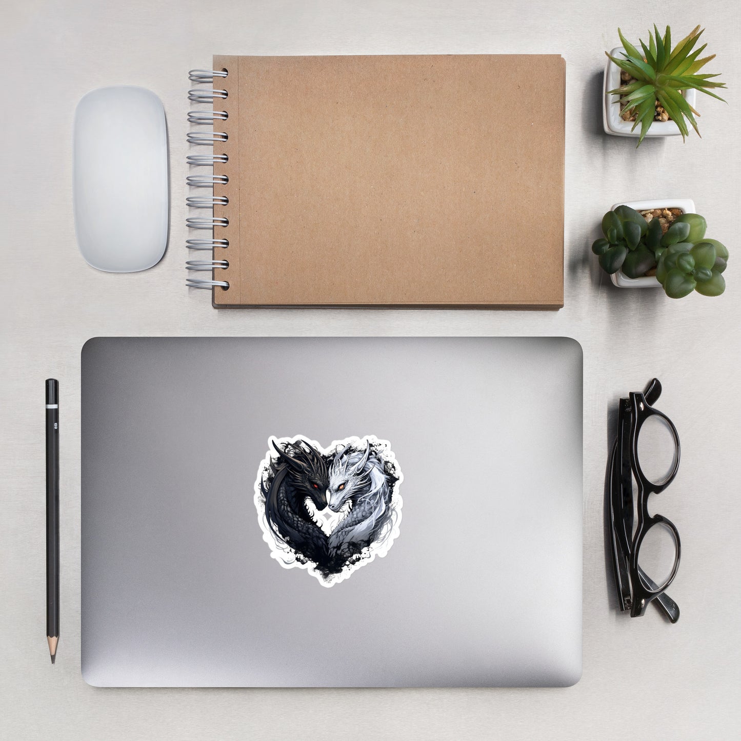 Black & White Dragon Heart Sticker