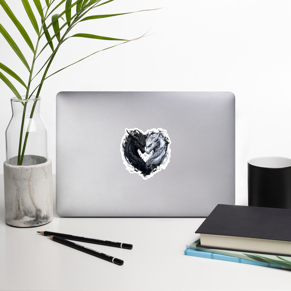 Black & White Dragon Heart Sticker
