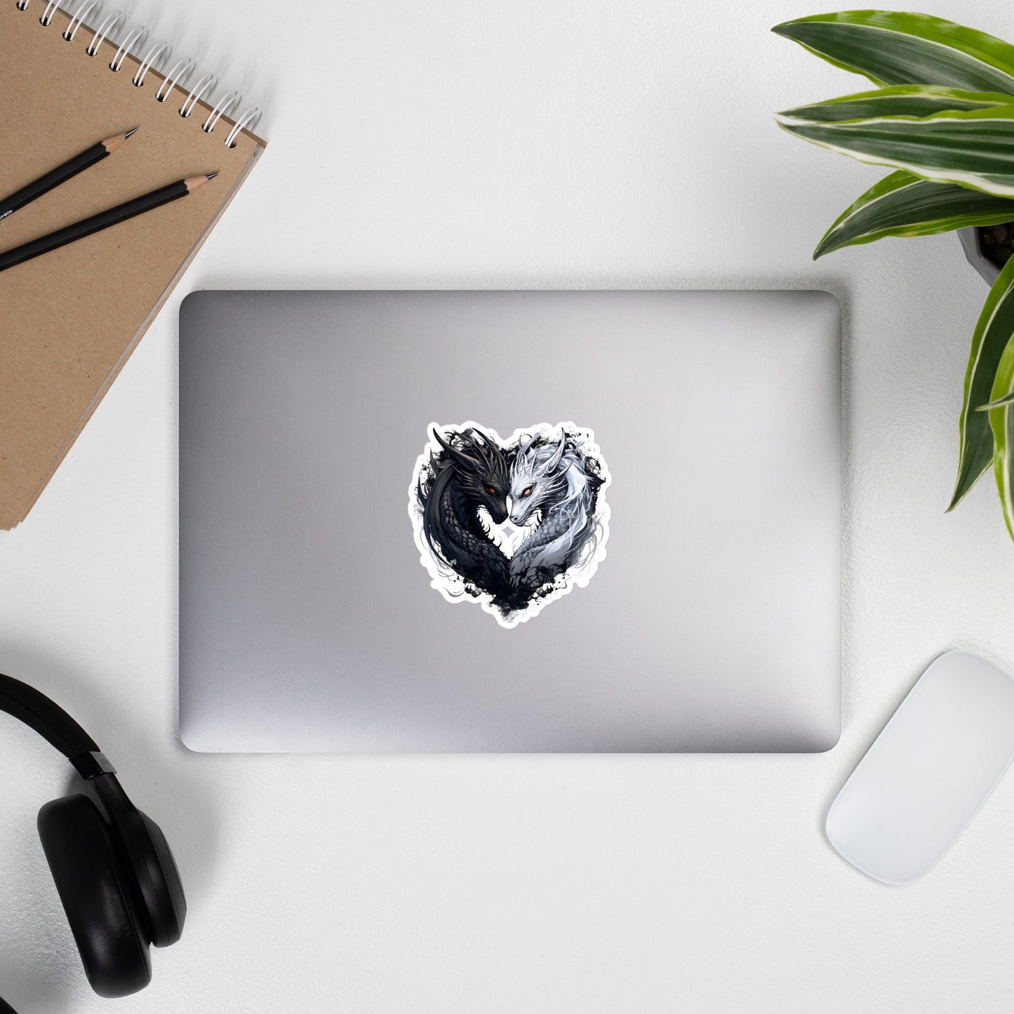 Black & White Dragon Heart Sticker