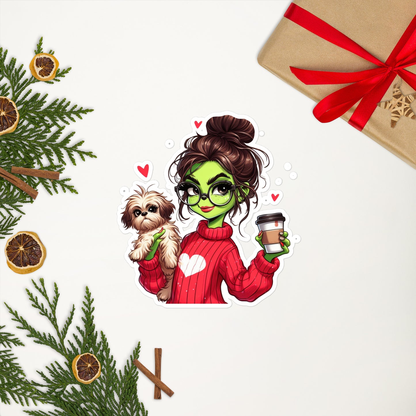 Grinc Woman & Dog Sticker