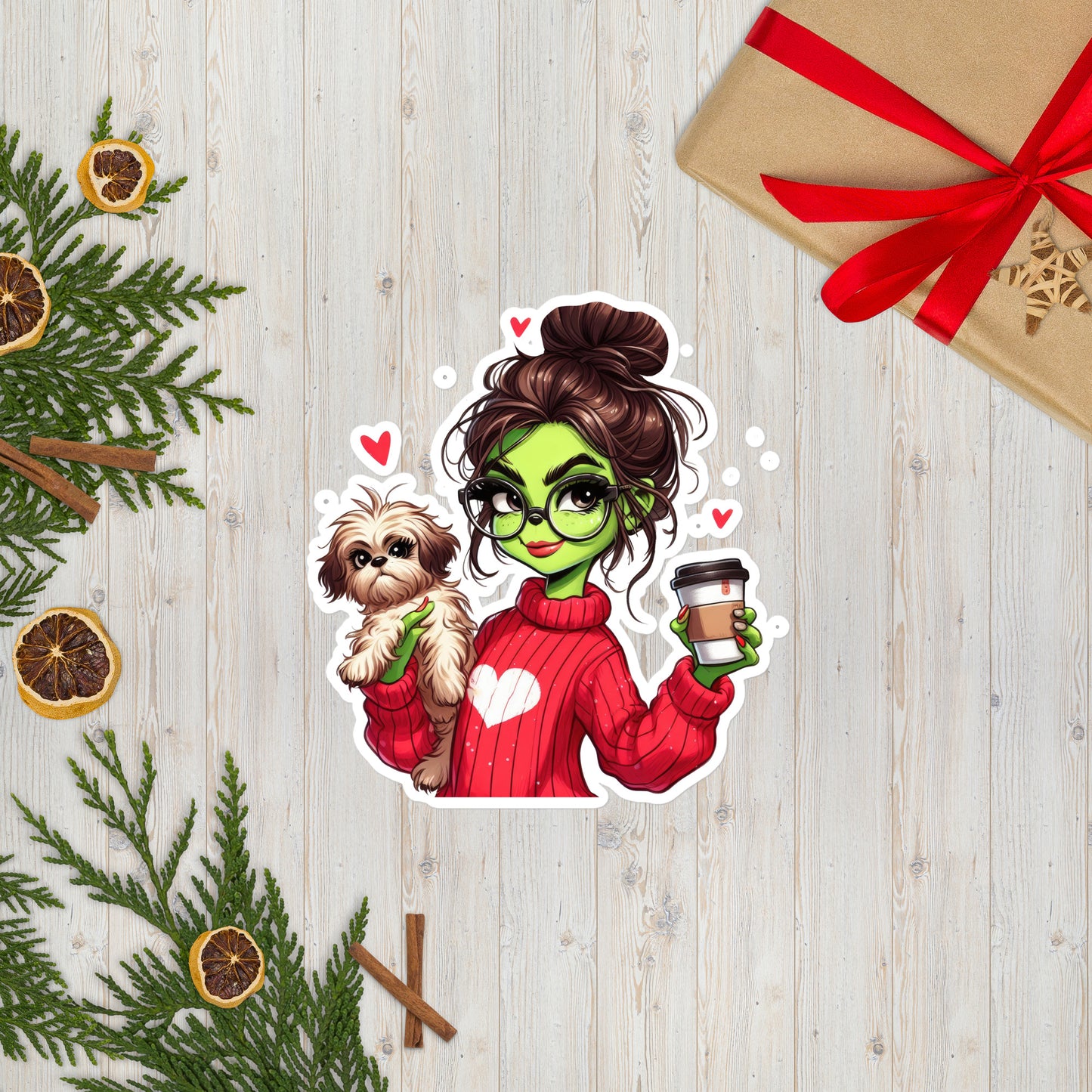 Grinc Woman & Dog Sticker