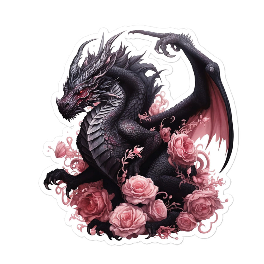 Pink Roses and Black Dragon Graphic Sticker