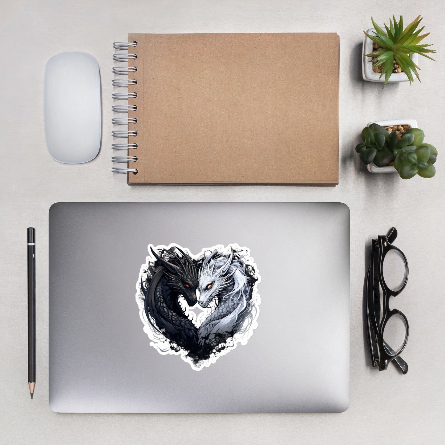 Black & White Dragon Heart Sticker