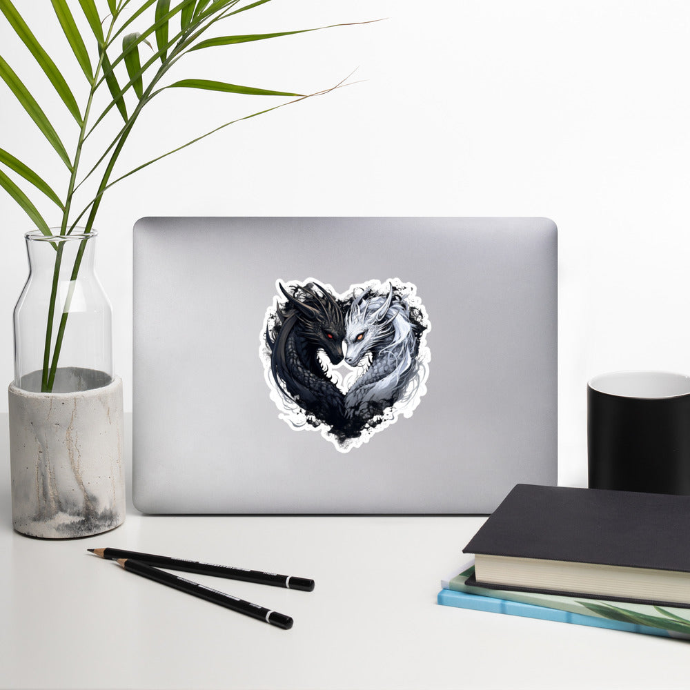 Black & White Dragon Heart Sticker