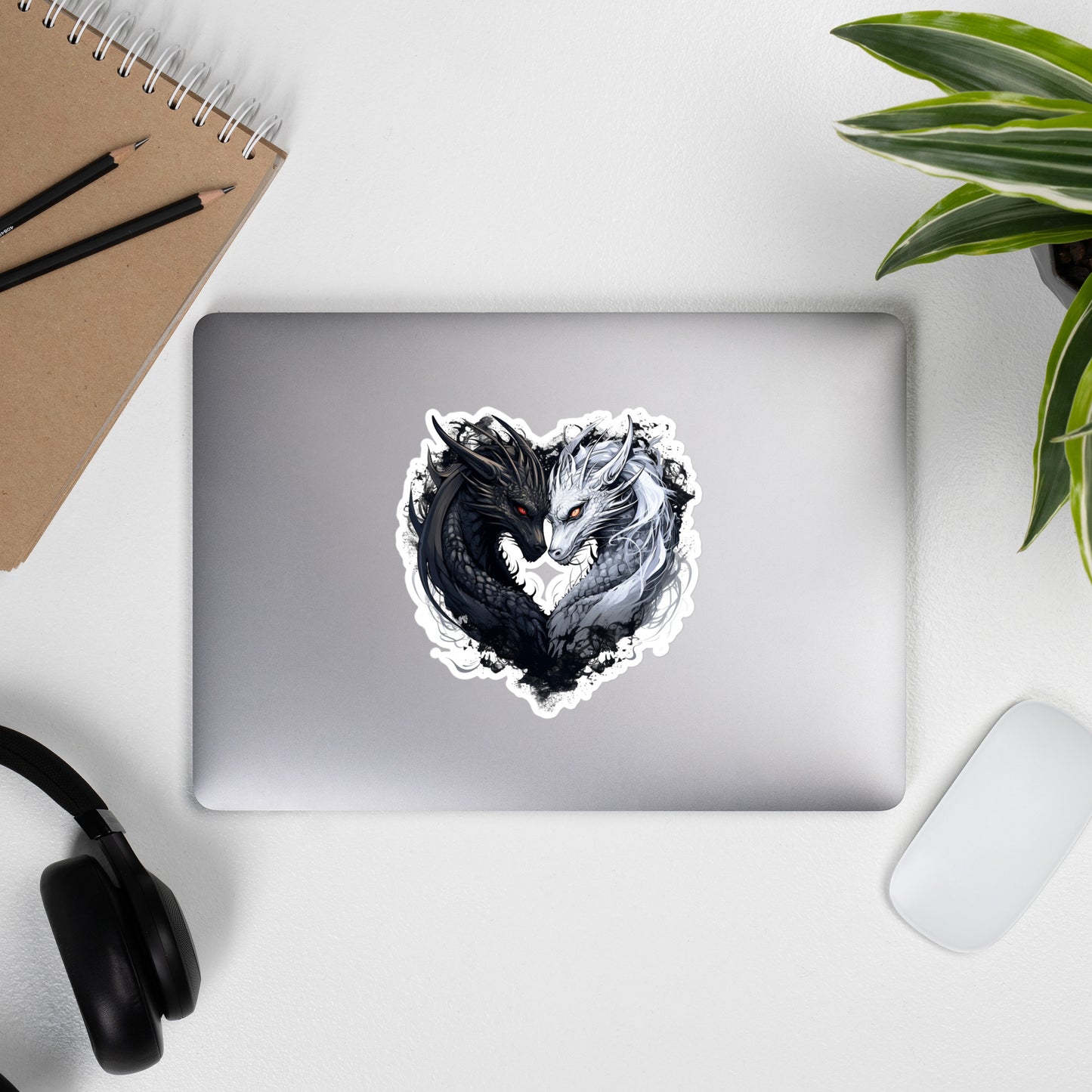 Black & White Dragon Heart Sticker