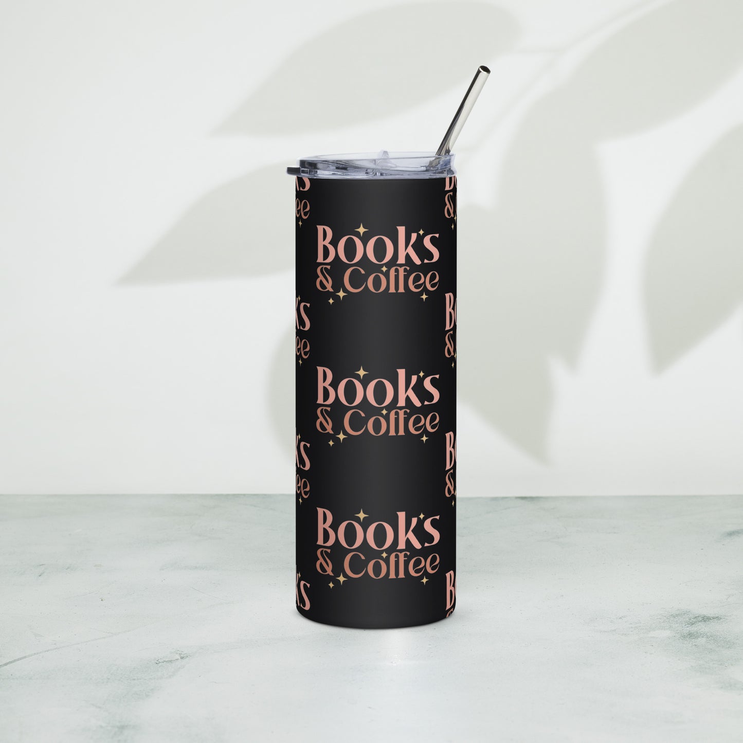Books & Coffee Stainless steel tumbler