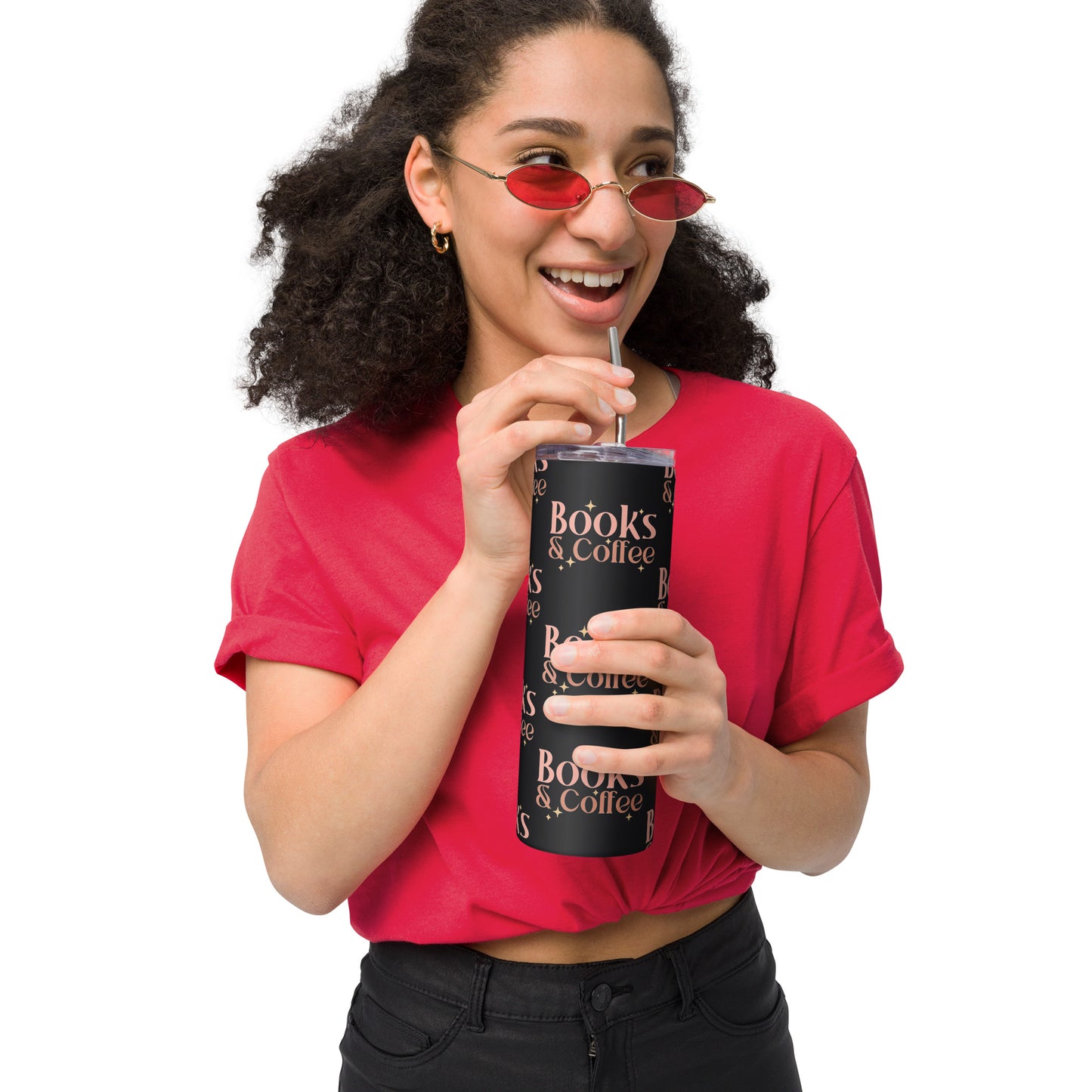 Books & Coffee Stainless steel tumbler