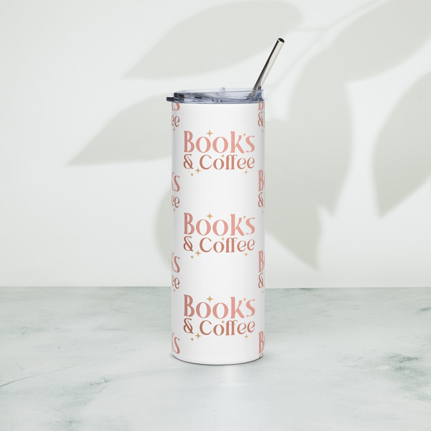 Books & Coffee Stainless steel tumbler