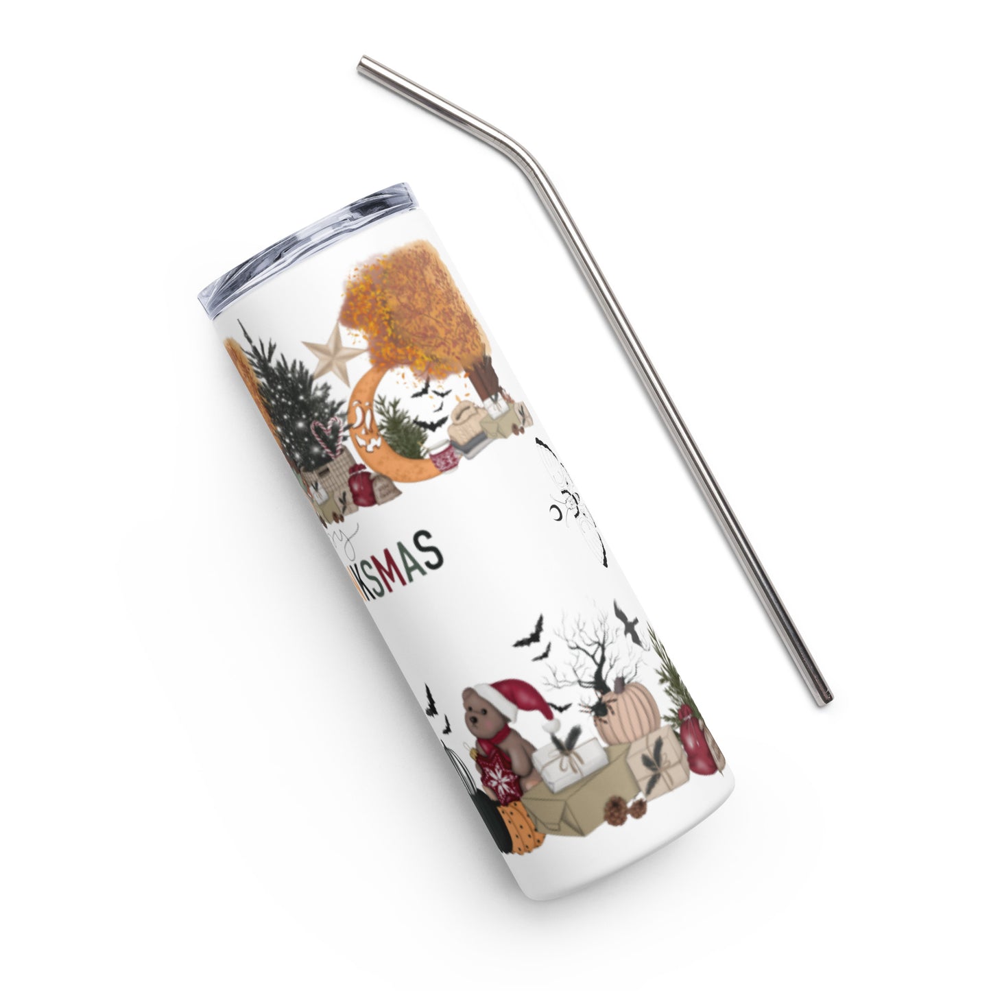Happy Hallothanksmas Stainless steel tumbler