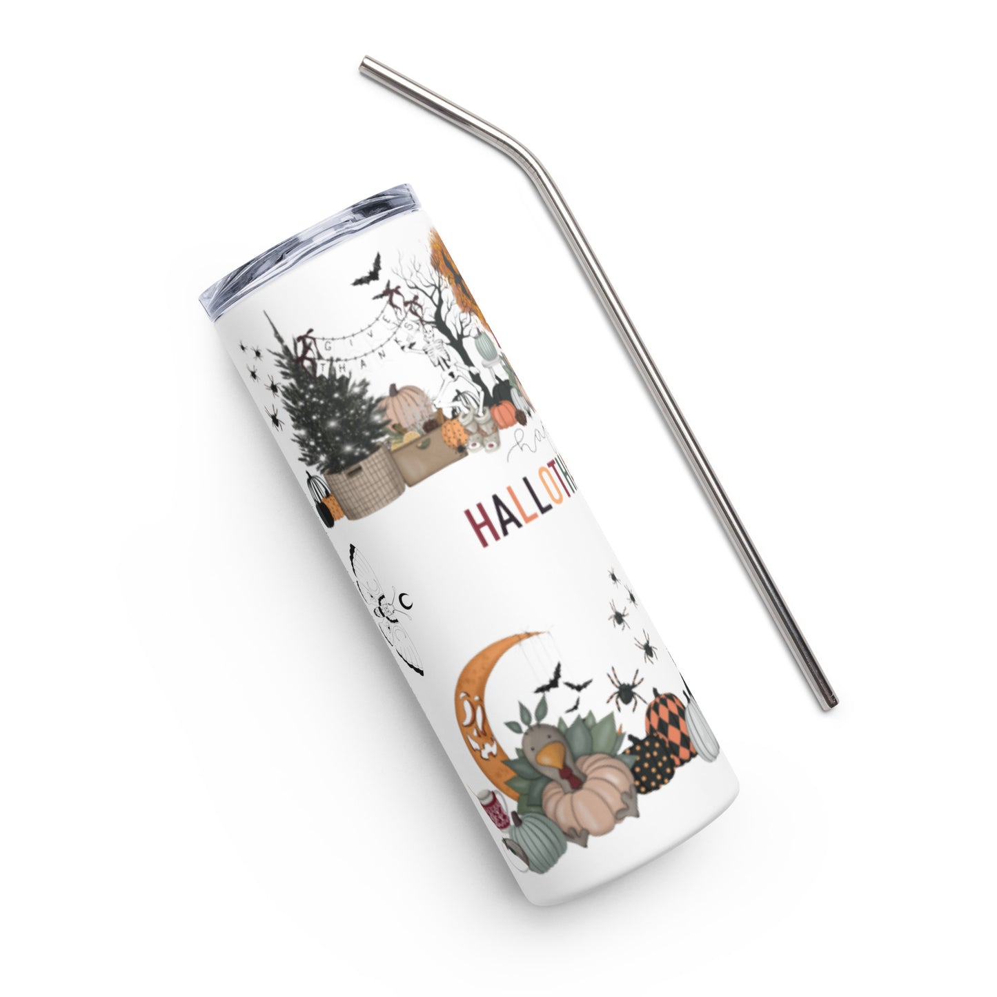 Happy Hallothanksmas Stainless steel tumbler