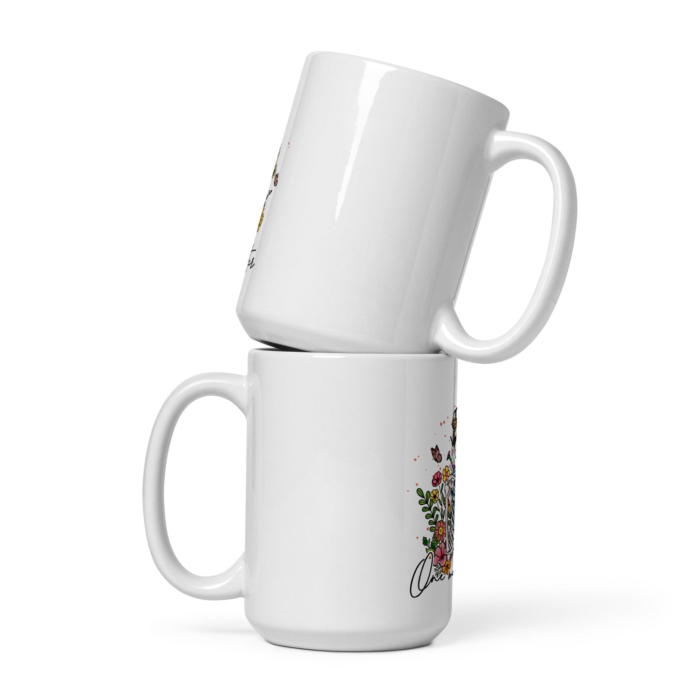 One More Chapter Skeleton White glossy mug