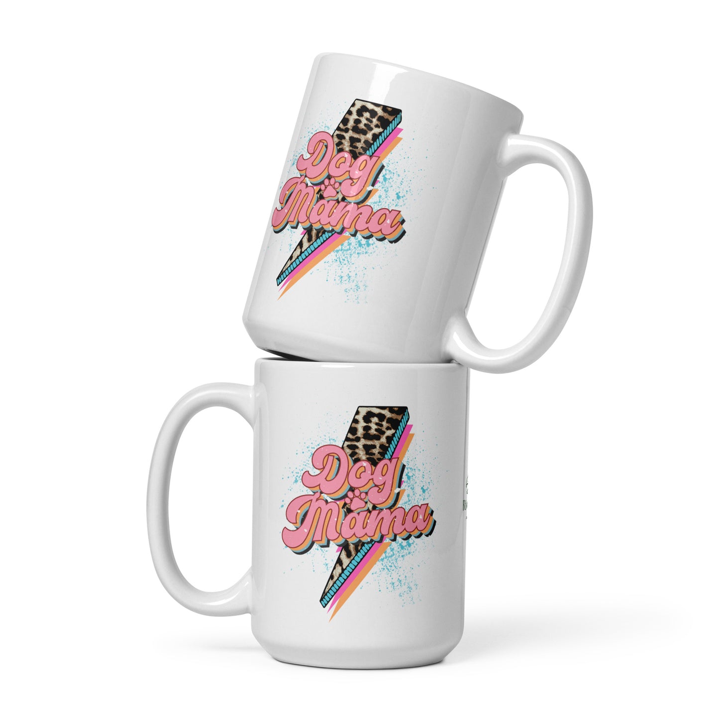 Dog Momma Leopard Lighting Bolt White glossy mug
