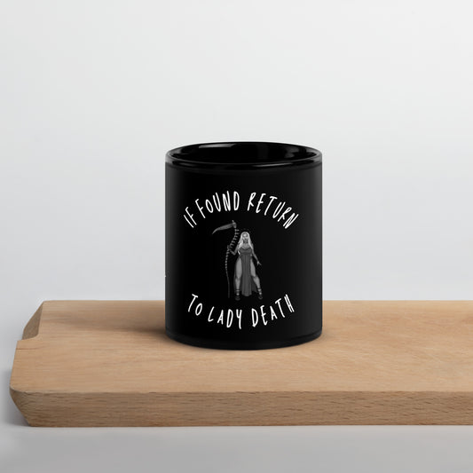 If Found Return to Lady Death Black Glossy Mug