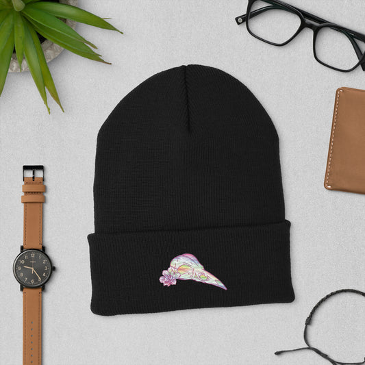 Bird Rainbow Skull Cuffed Beanie