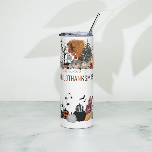 Happy Hallothanksmas Stainless steel tumbler