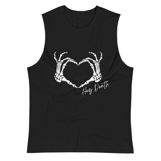 Hey Death Skeleton Heart Hands Muscle Shirt