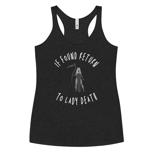 If Found Return to Lady Death Women's Racerback Tank